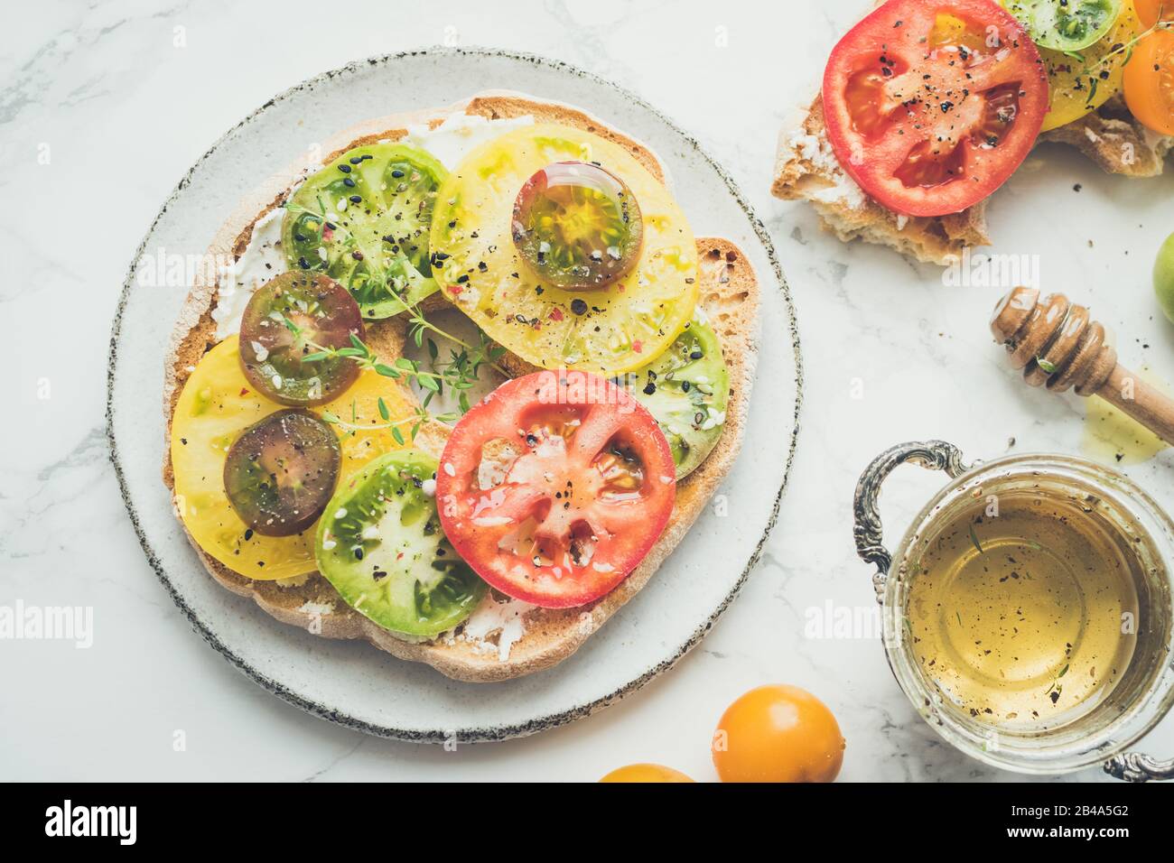Italian Appetizer Friselle With Tomatoes Cheese And Thyme Italian Cuisine Healthy Vegetarian Food Quick And Easy Snack Antipasti Concept Top Vie Stock Photo Alamy