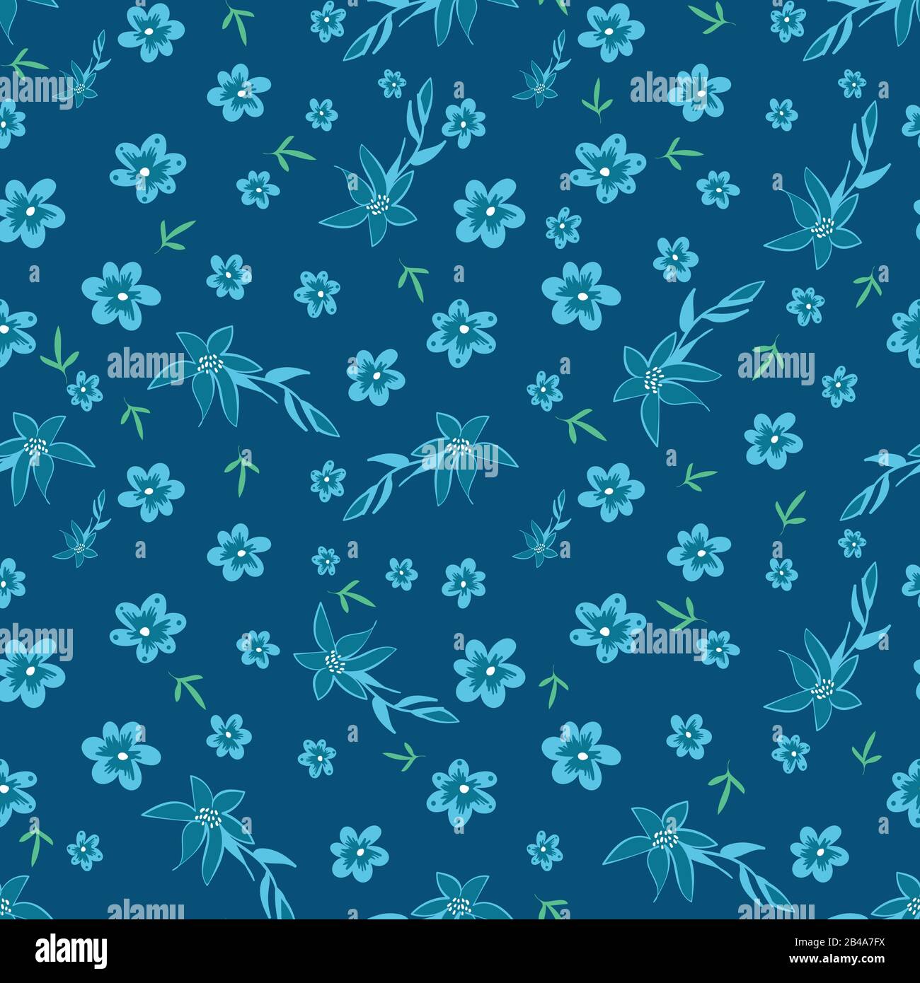 blue flowers seamless vector garden pattern Stock Vector Image & Art ...