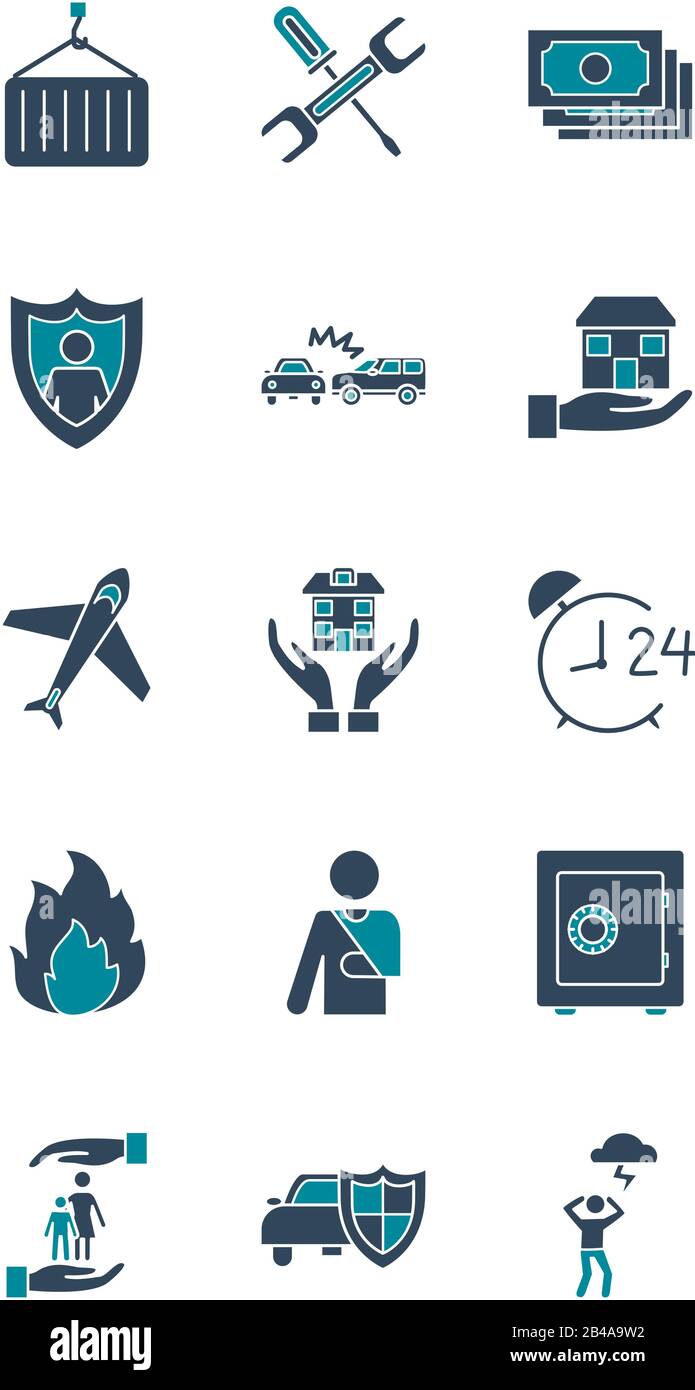 silhouette style icon set design, Insurance health care security ...