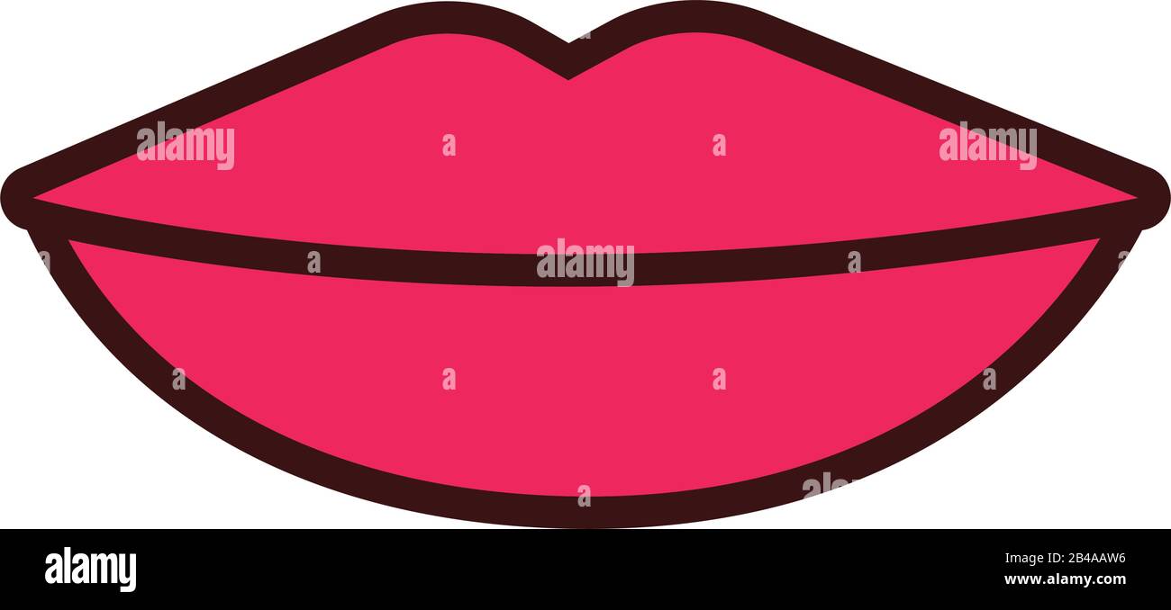lips human sense line and fill style icon Stock Vector