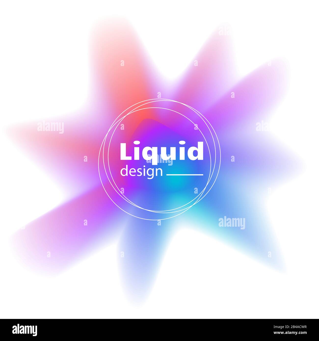 Vibrant liquid abstract shape on white background. Fluid banner in absract flower shape. Stock Vector