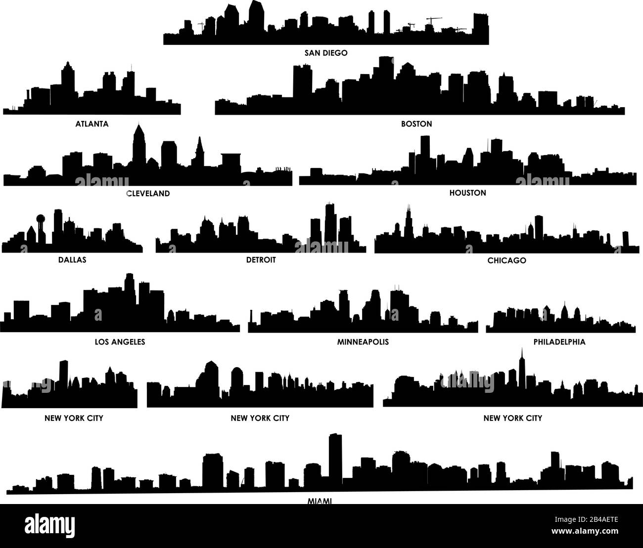 Illustration of skylines, with white background vector Stock Vector