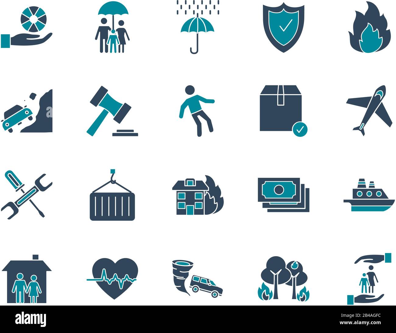 silhouette style icon set design, Insurance health care security ...