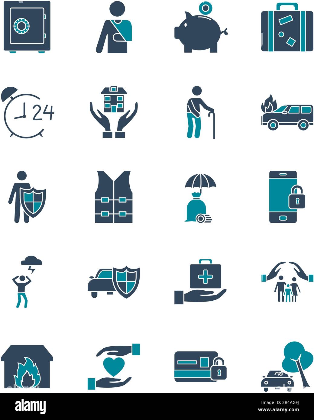 silhouette style icon set design, Insurance health care security ...