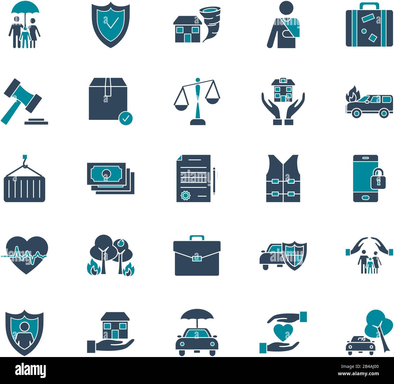 silhouette style icon set design, Insurance health care security ...