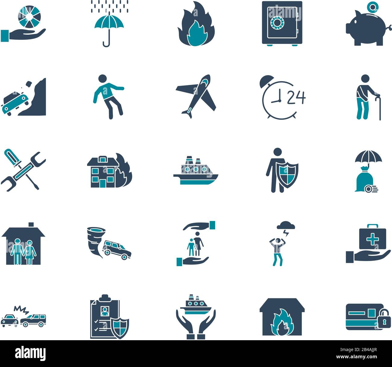 silhouette style icon set design, Insurance health care security ...
