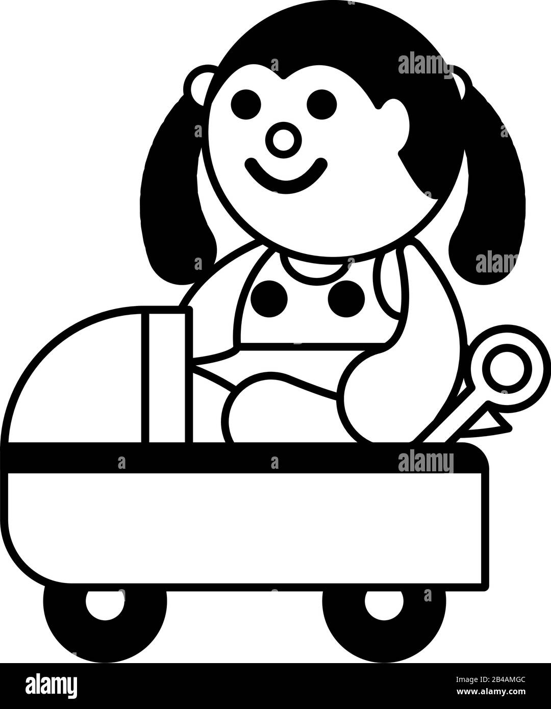 doll with baby car on white background, baby toys vector illustration ...