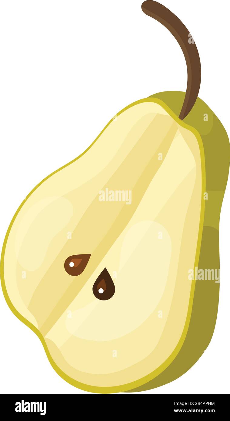 fresh slice pear on white background - vector Stock Vector