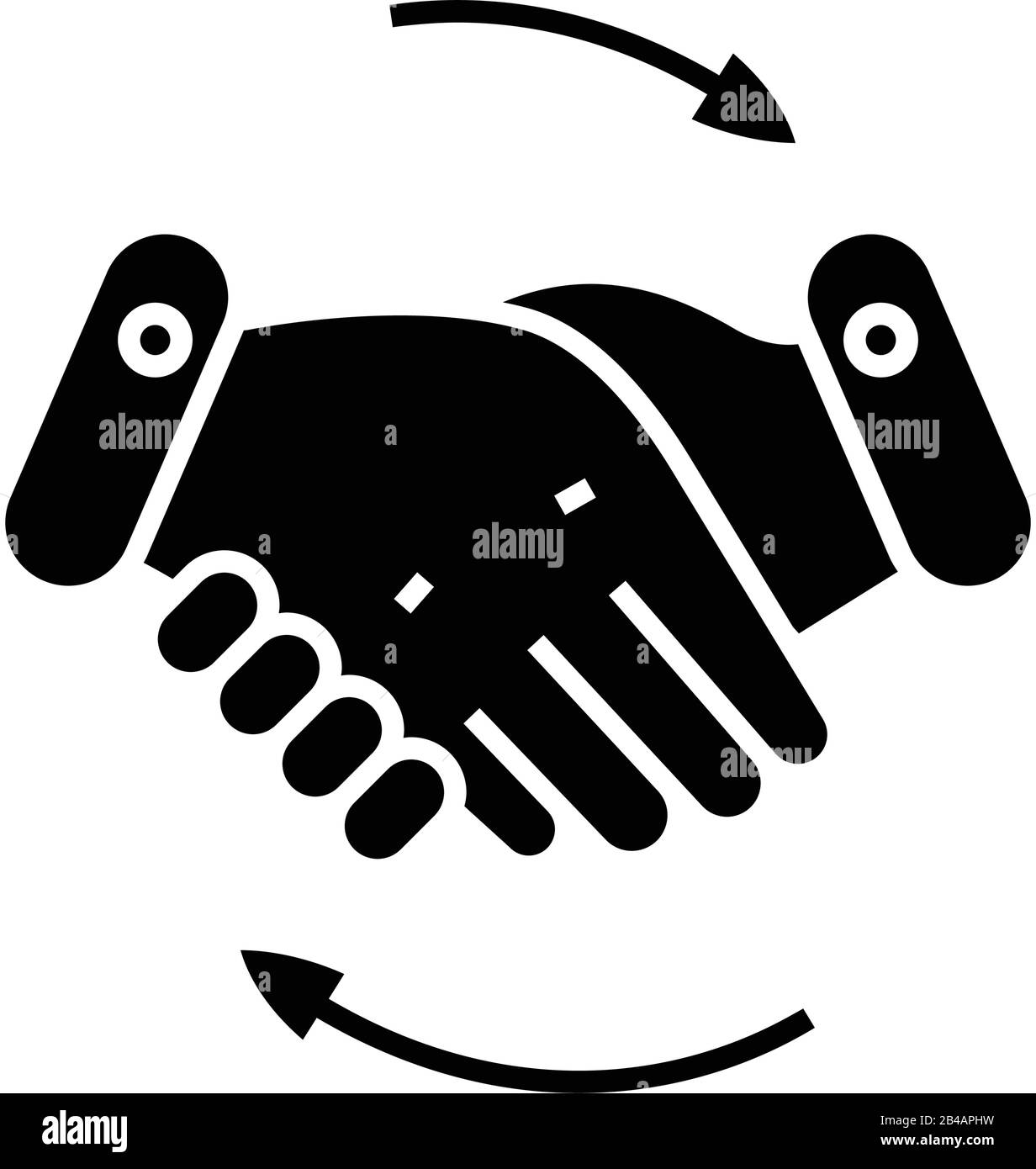 Shaking hands black icon, concept illustration, vector flat symbol ...