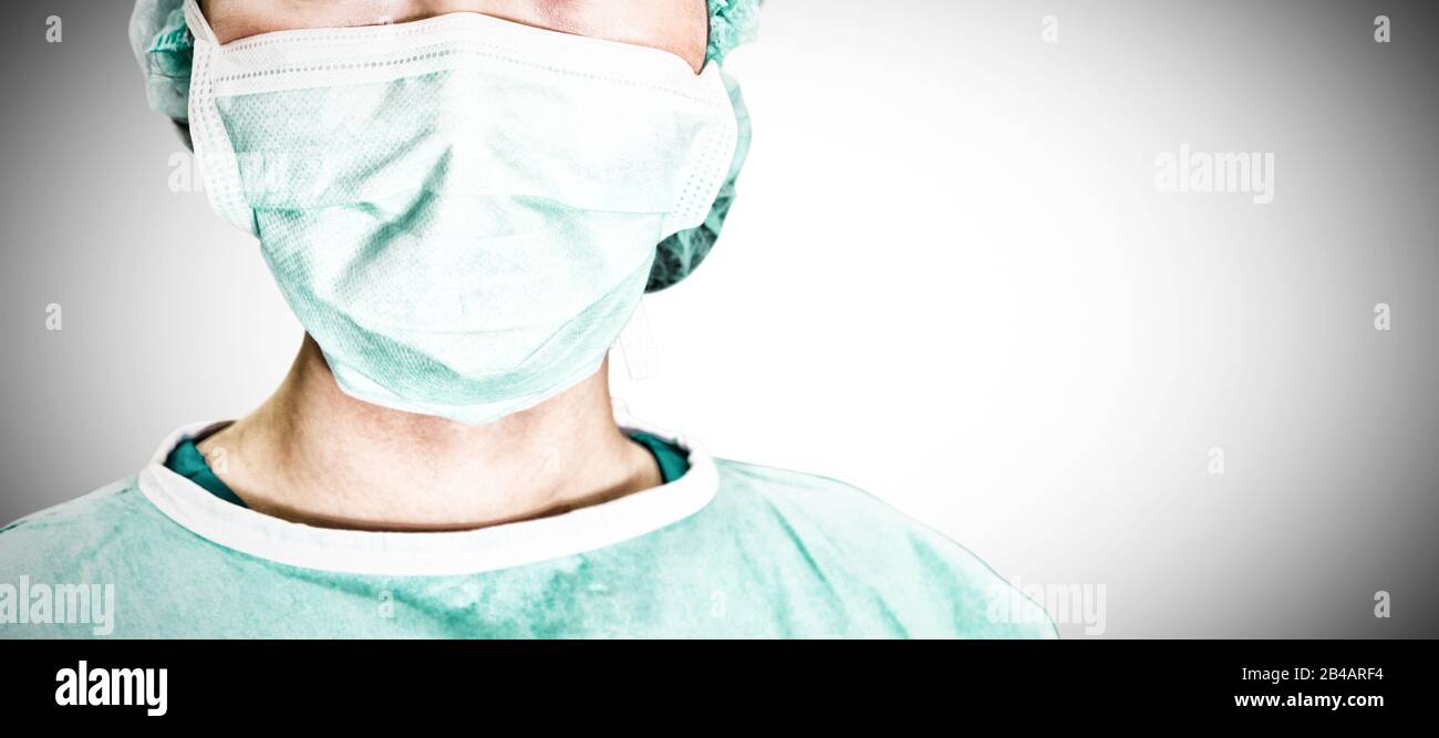 Portrait of surgeon woman. Testing for Coronavirus pandemic Stock Photo