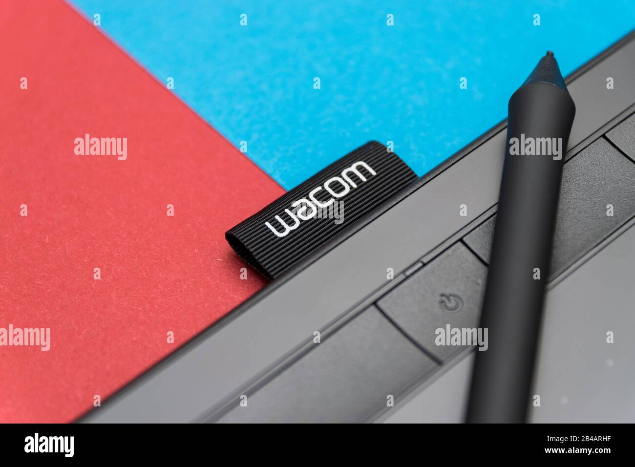 CLUJ, ROMANIA - NOV 08, 2019: Wacom brand illustrative editorial. Wacom is a Japanese company headquartered in Japan, that specializes in graphics tab Stock Photo
