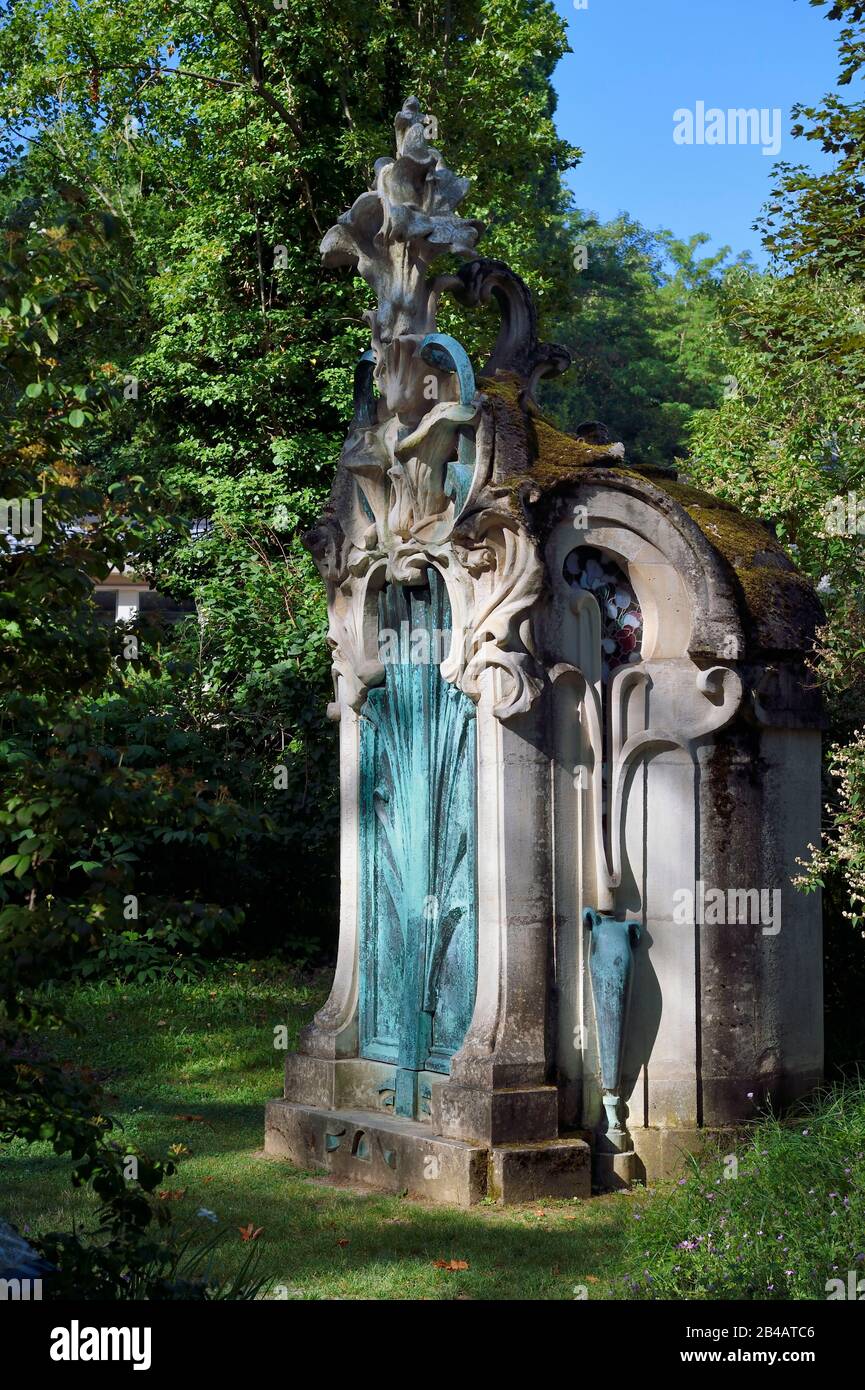 France, Meurthe-et-Moselle, Nancy, Ecole de Nancy Museum in the former estate of Eugene Corbin, funerary monument erected in 1901 at the cemetery of Préville artwork by architect Girard and sculptor Pierre Roche Stock Photo