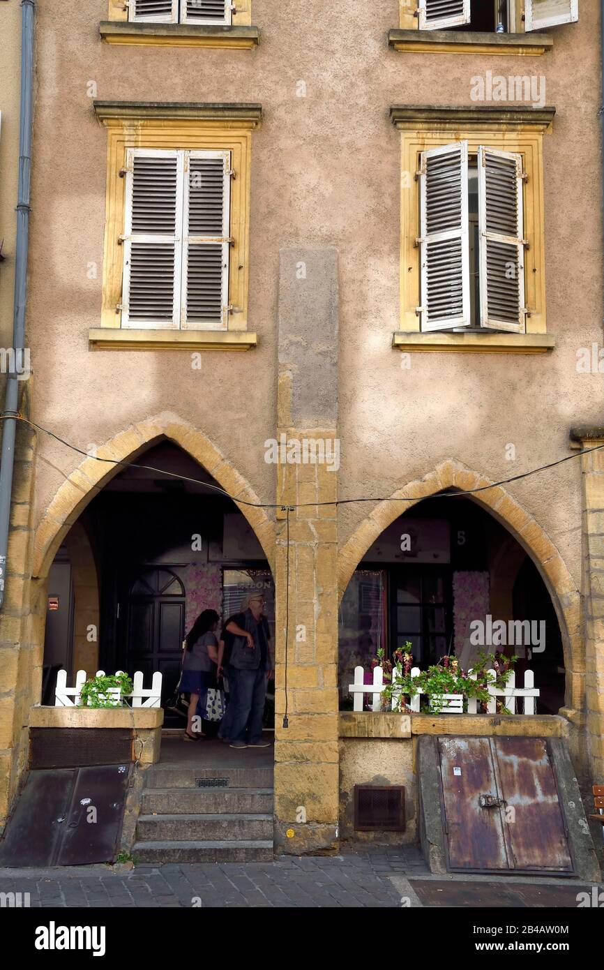 France, Moselle, Metz, Medieval houses with arcades of the Place SaintLouis Stock Photo Alamy