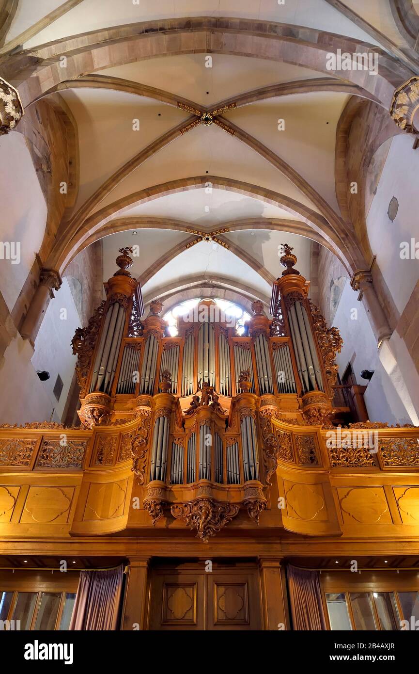 France, Bas Rhin, Strasbourg, old town listed as World Heritage by UNESCO, the Saint Thomas Church, the great organ was built by Jean André Silbermann in 1740, Mozart and Albert Schweitzer played there Stock Photo