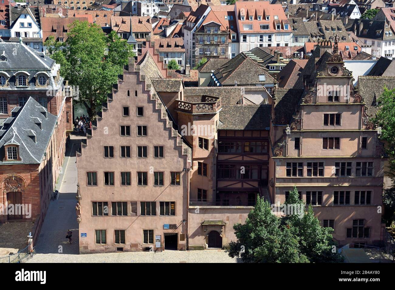 France, Bas Rhin, Strasbourg, old town listed as World Heritage by UNESCO, the Fondation de l'Oeuvre Notre-Dame with two crow-stepped gables Stock Photo