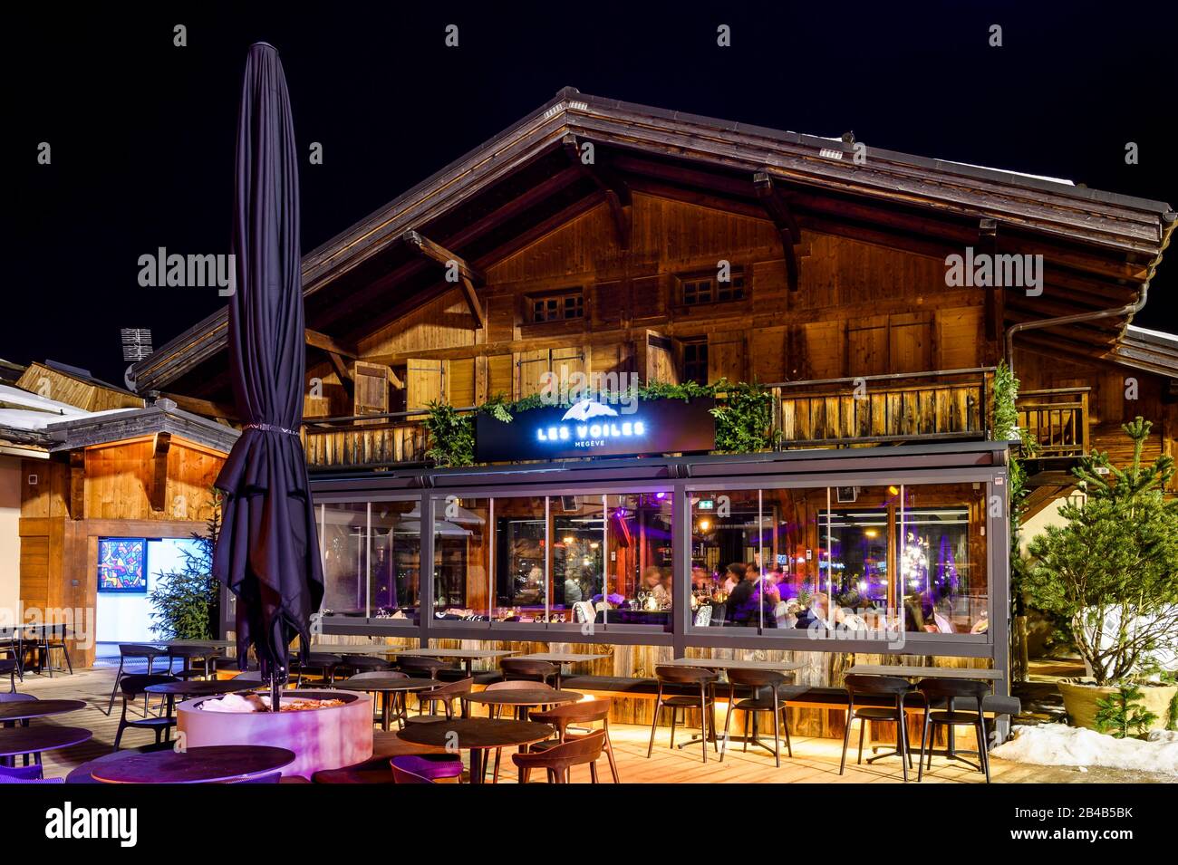 France, Haute-Savoie (74), Megève, Les Voiles restaurant Stock Photo
