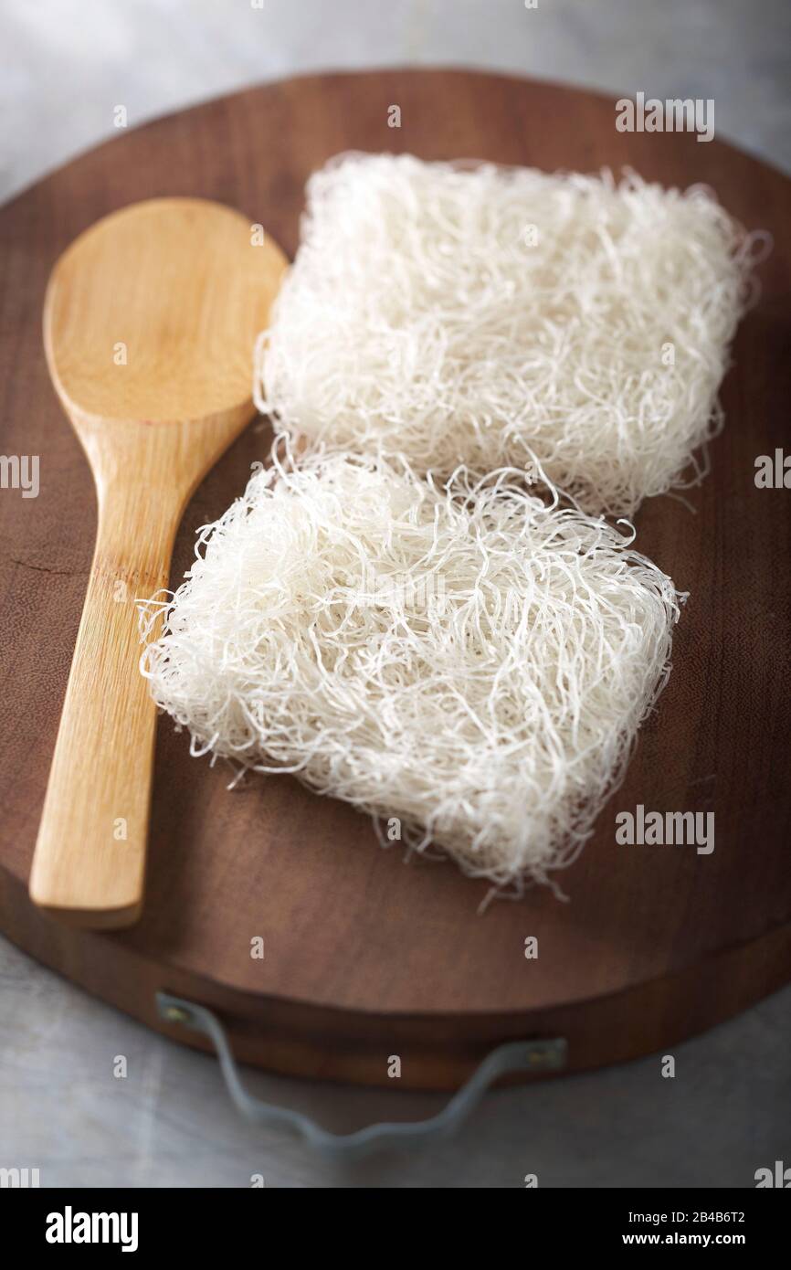 Wok, angel scallop hair Stock Photo