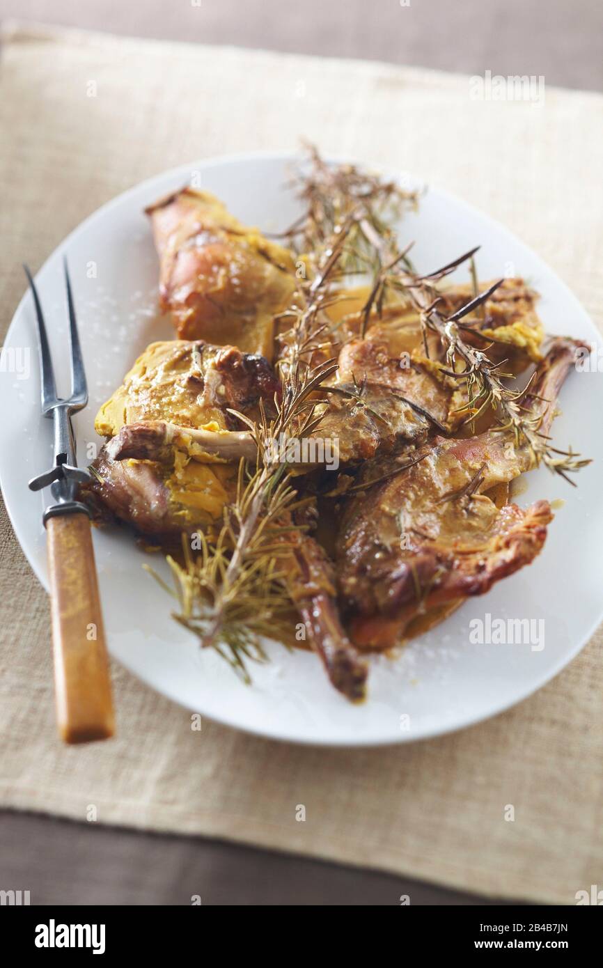 Stewed, mustard rabbit Stock Photo - Alamy