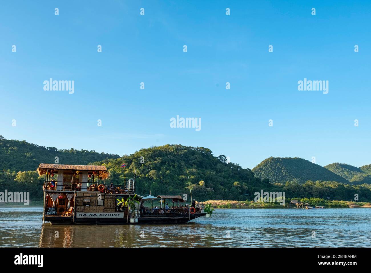 Laos Luang Prabang Mekong River Boat For Tourists Stock Photo Alamy