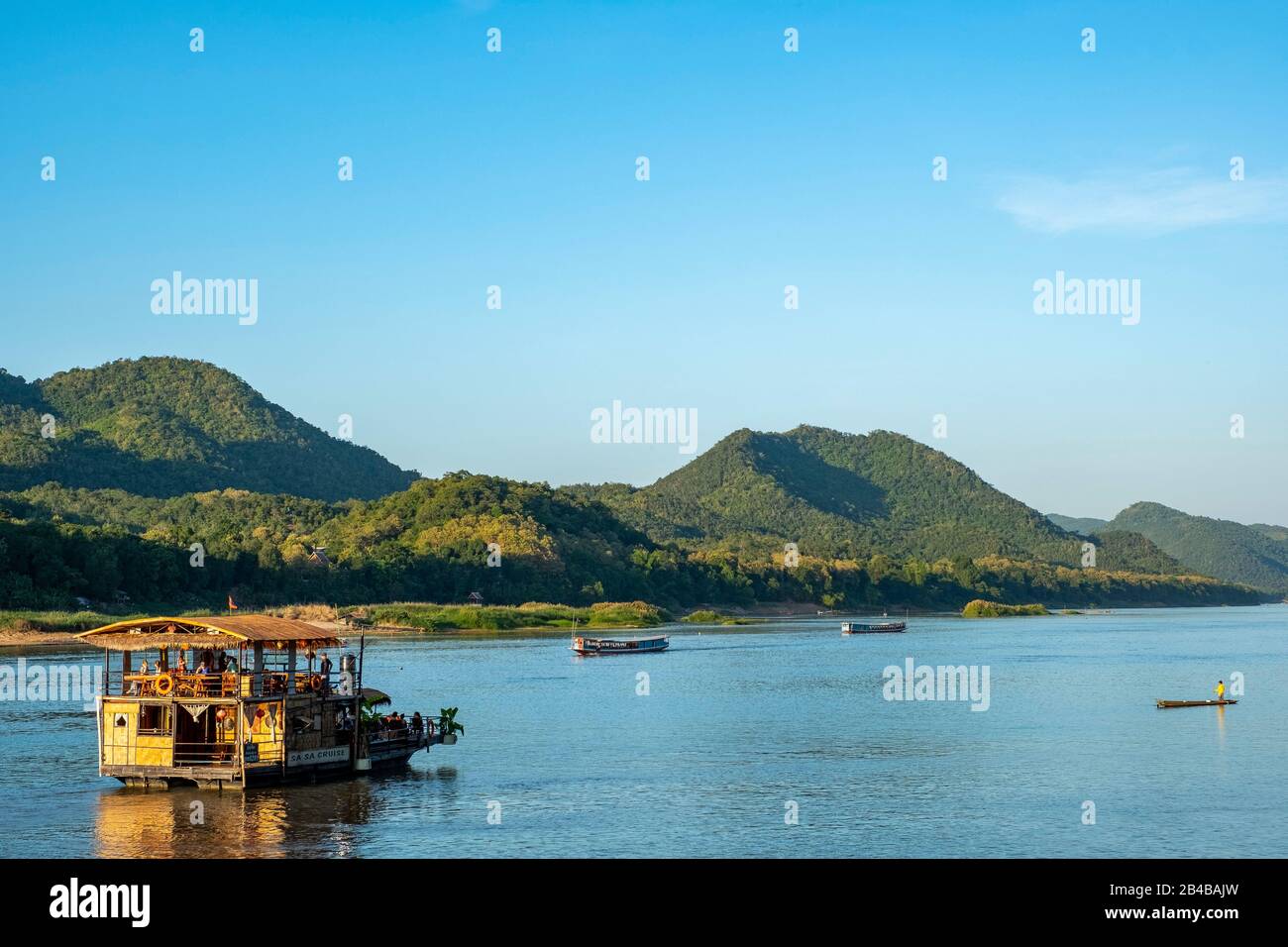 Laos Luang Prabang Mekong River Boat For Tourists Stock Photo Alamy