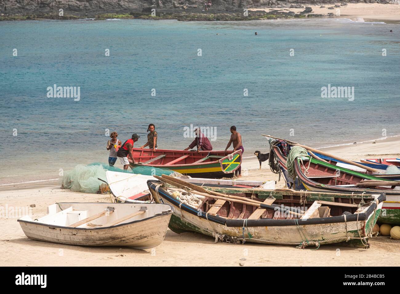 Cape Verde Cove Beach, Santiago Island, Colorful Fishing Boats at Tarrafal  Stock Image - Image of holiday, clear: 112717721