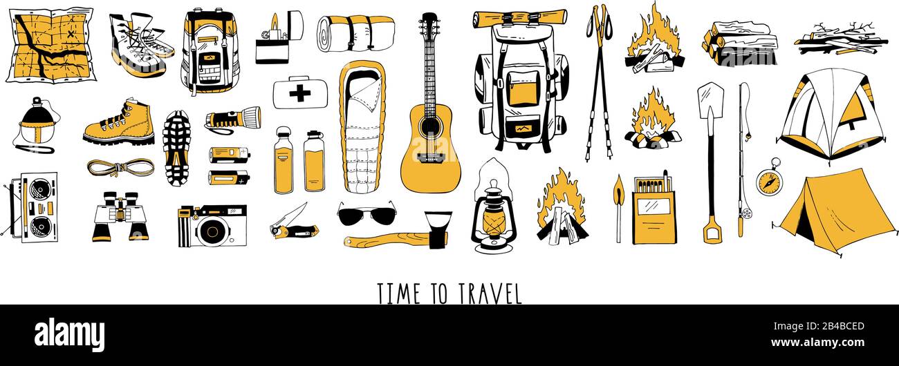 Set of vector elements in black and yellow colors isolated on white ...