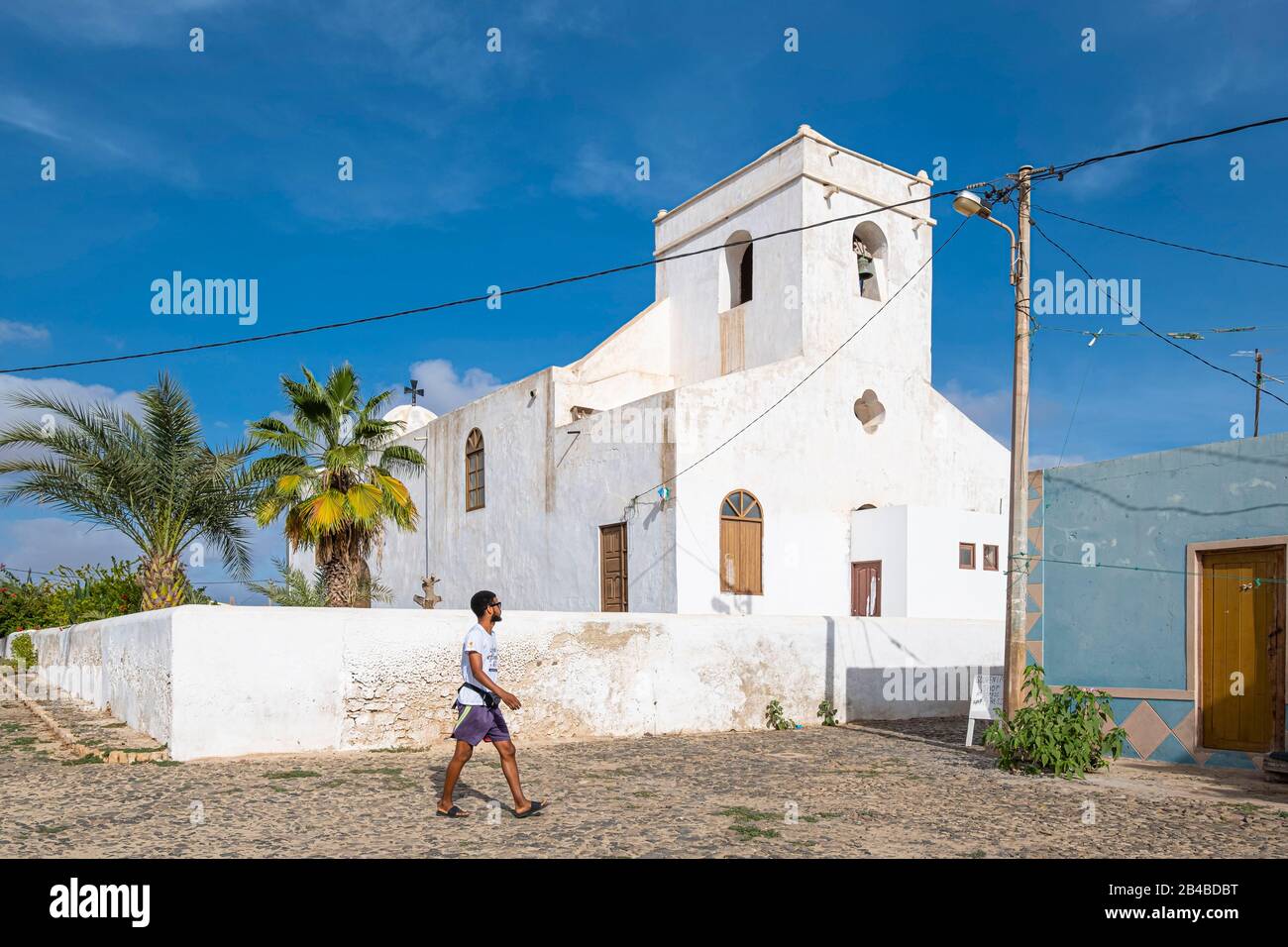 Cape Verde, Boa Vista island, Fundo das Figueiras village, Sao Joao Batista church (Saint John Baptist church) Stock Photo