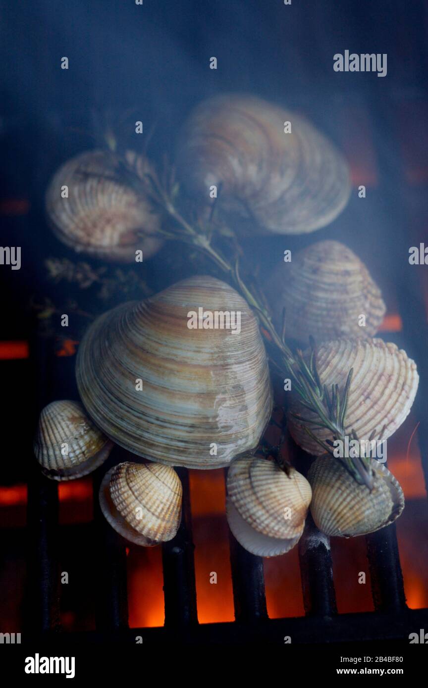 Grilled shellfish with thyme Stock Photo - Alamy