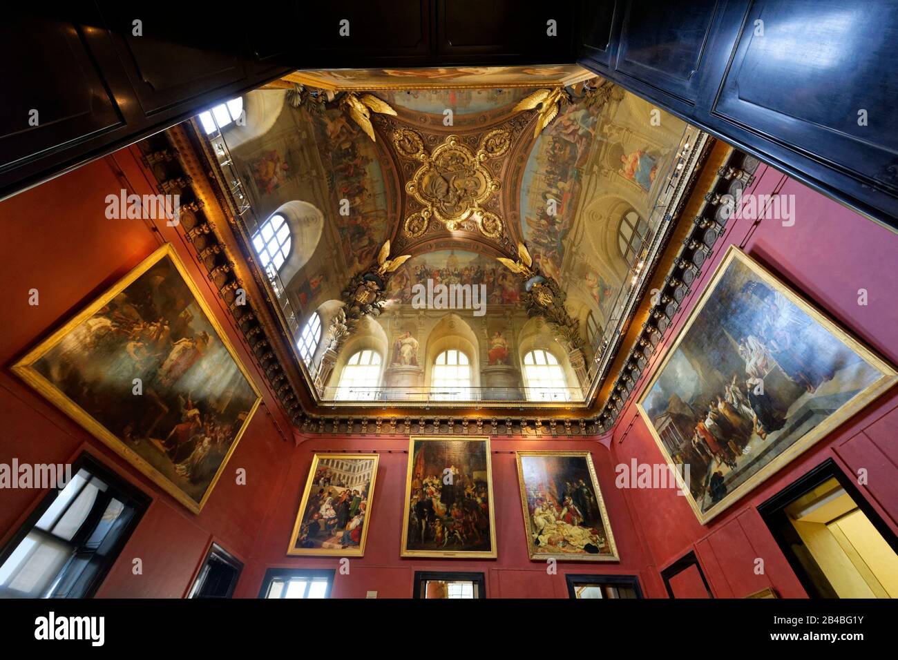 France, Paris, UNESCO World Heritage Site, Louvre museum, Denon wing,  Ceiling of the Denon Salon Stock Photo - Alamy