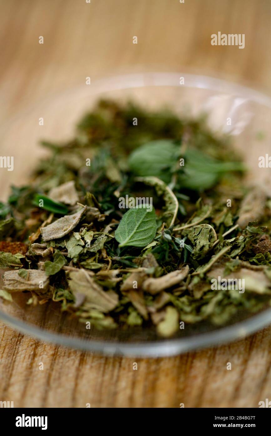 Seasoning, dried herbs Stock Photo