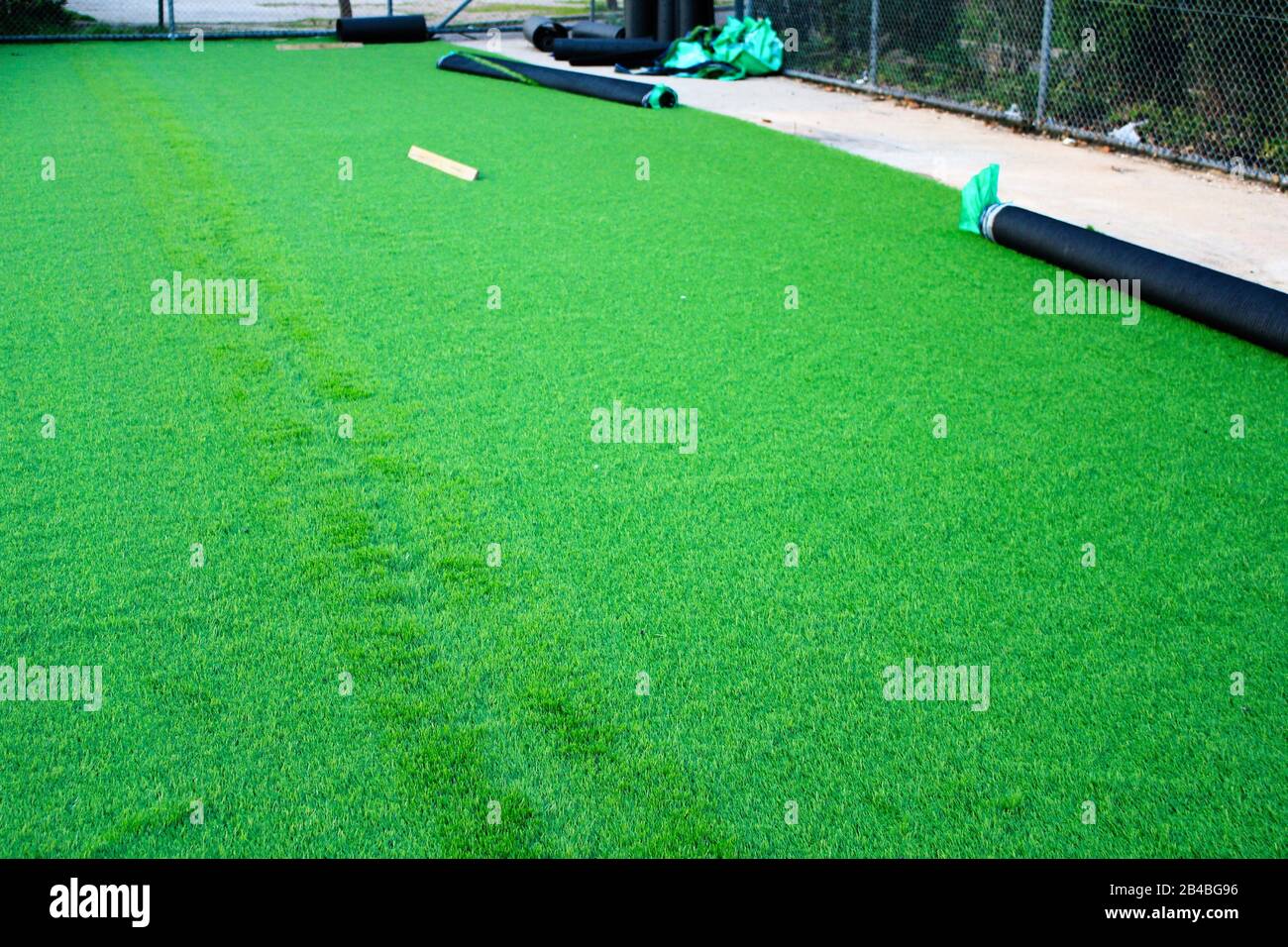Artificial turf soccer field construction Athens, Greece, February