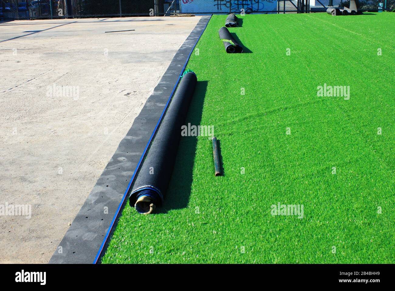 Artificial turf soccer field construction Athens, Greece, February