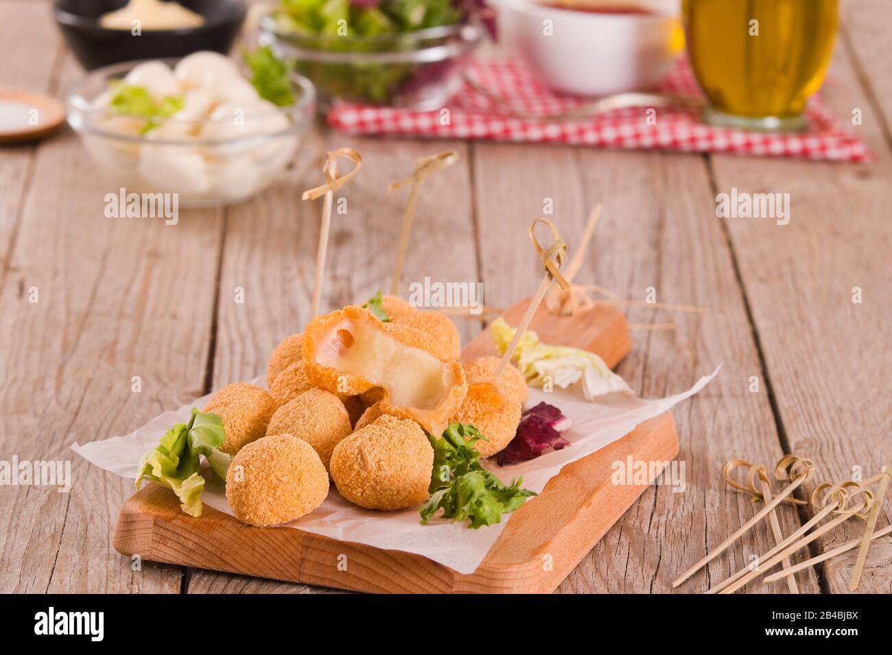 Fried Mozzarella cheese balls Stock Photo Alamy