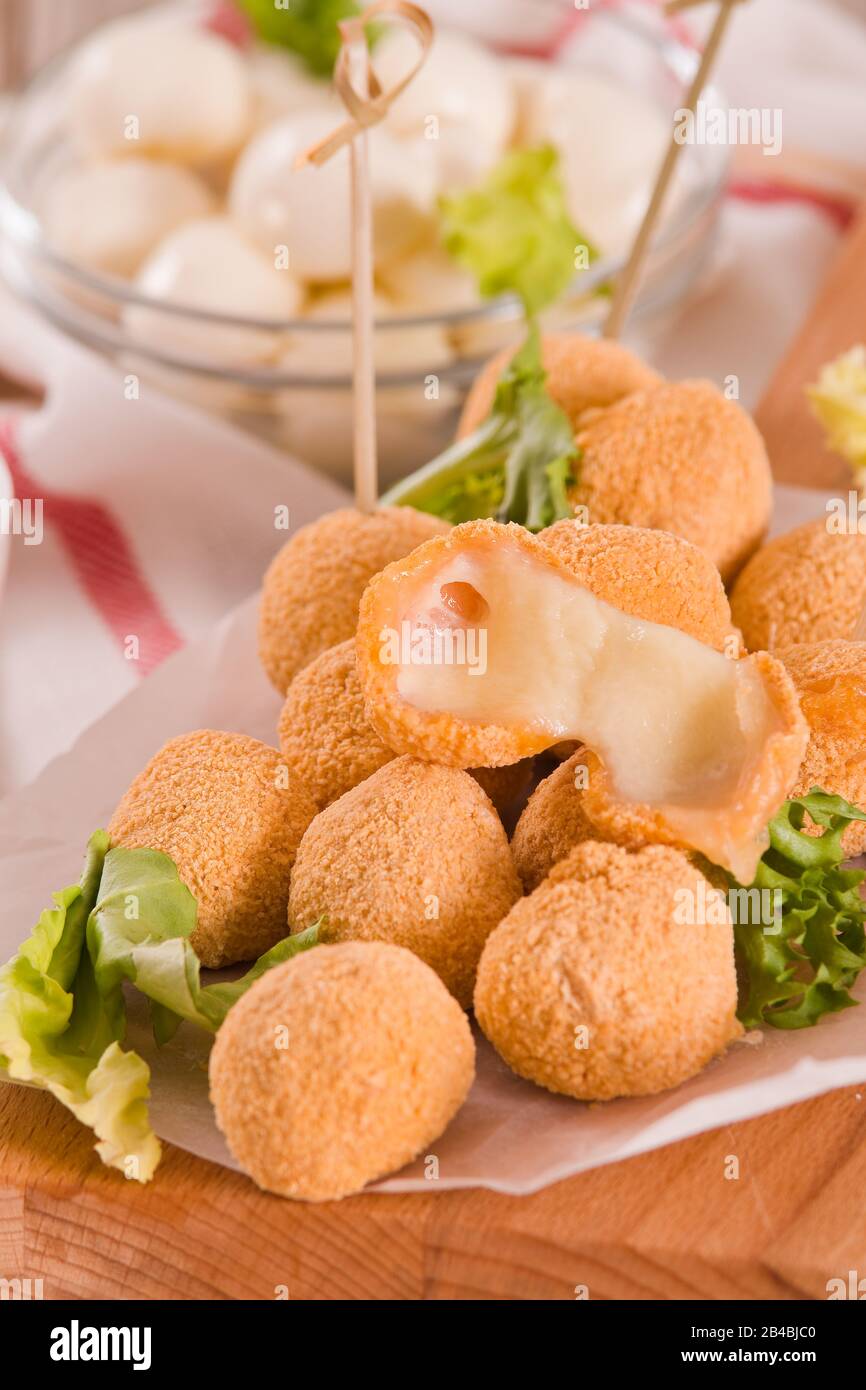 Fried Mozzarella cheese balls Stock Photo Alamy