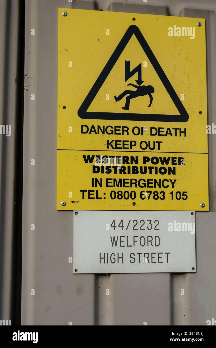 Danger of Death killer kill destroy electrocution yellow sign signs ...