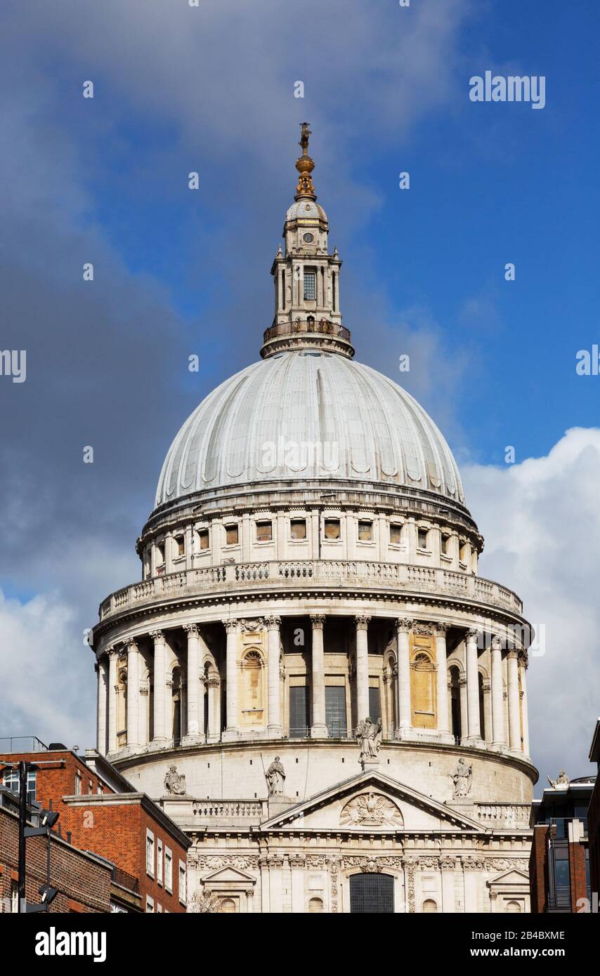The dome of St Pauls Cathedral London UK, a 17th century Anglican Cathedral. London UK Stock Photo