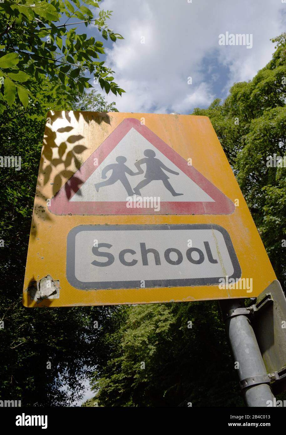 School crossing patrol road safety warning sign Stock Photo