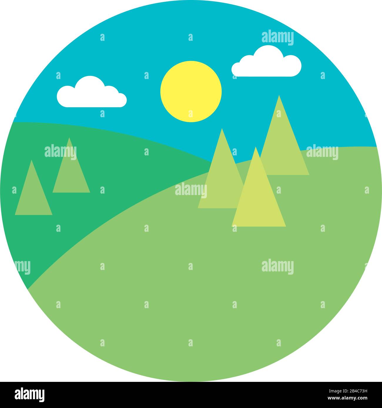 forest landscape day scene flat style icon Stock Vector Image & Art - Alamy