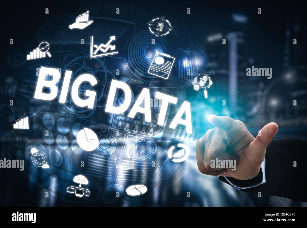 Big Data Technology for Business Finance Analytic Concept. Modern graphic interface shows