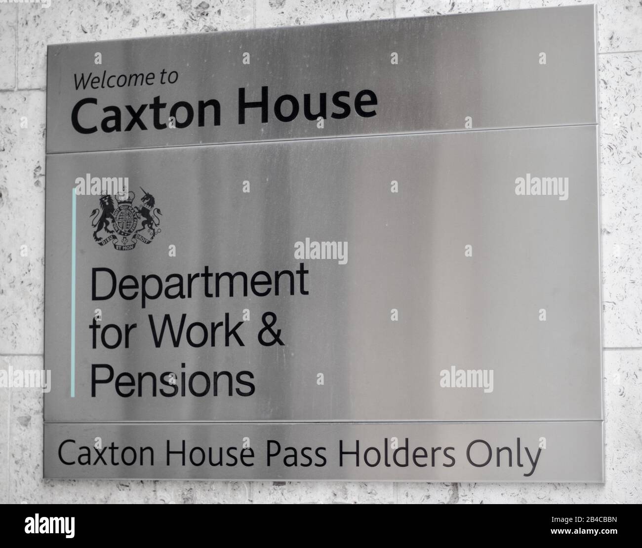 London / UK - February 22nd 2020  - Department for Work and Pensions (DWP) sign Stock Photo