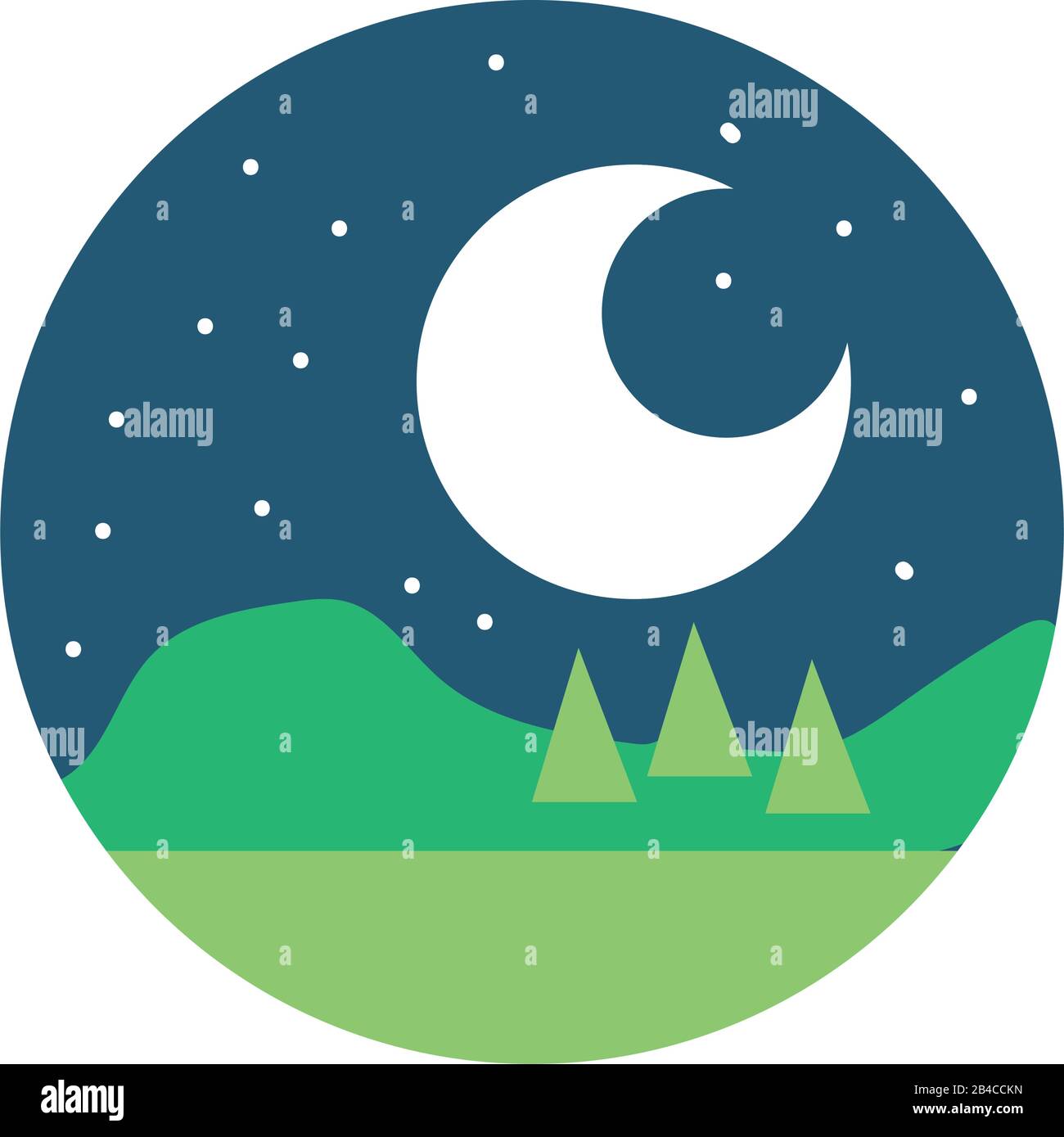 forest landscape night scene flat style icon Stock Vector Image & Art ...