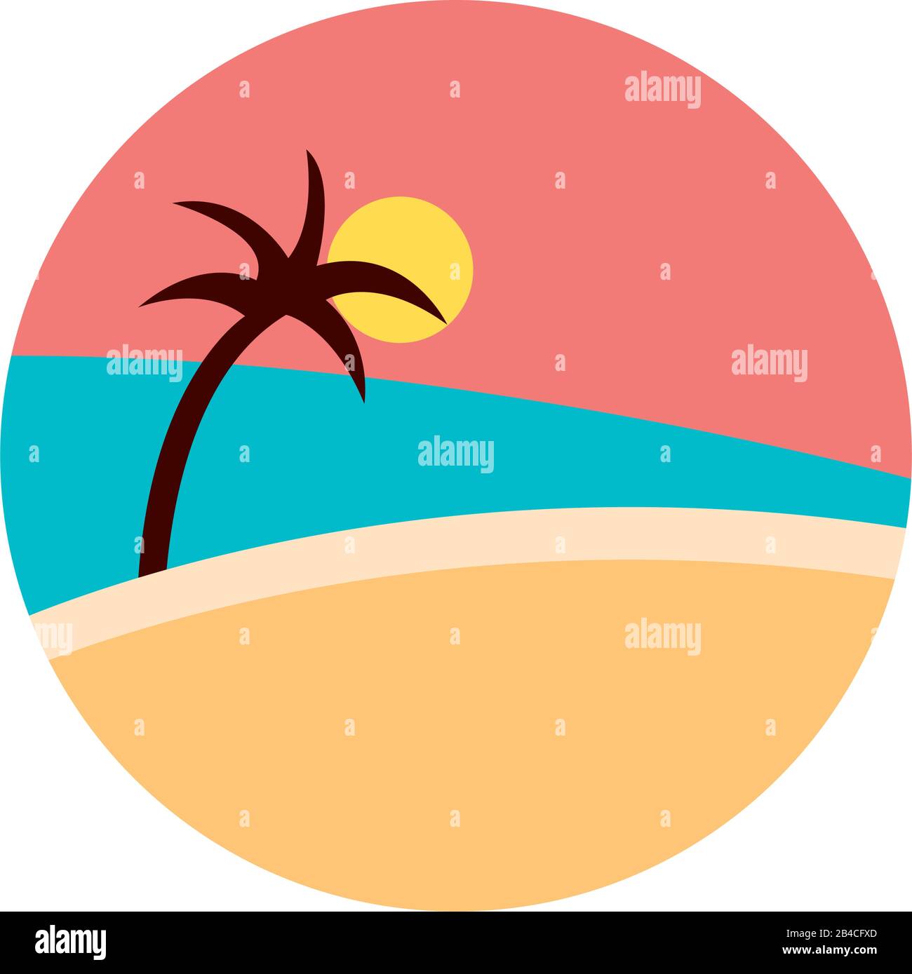 sea scape scene with palms flat style icon Stock Vector Image & Art - Alamy