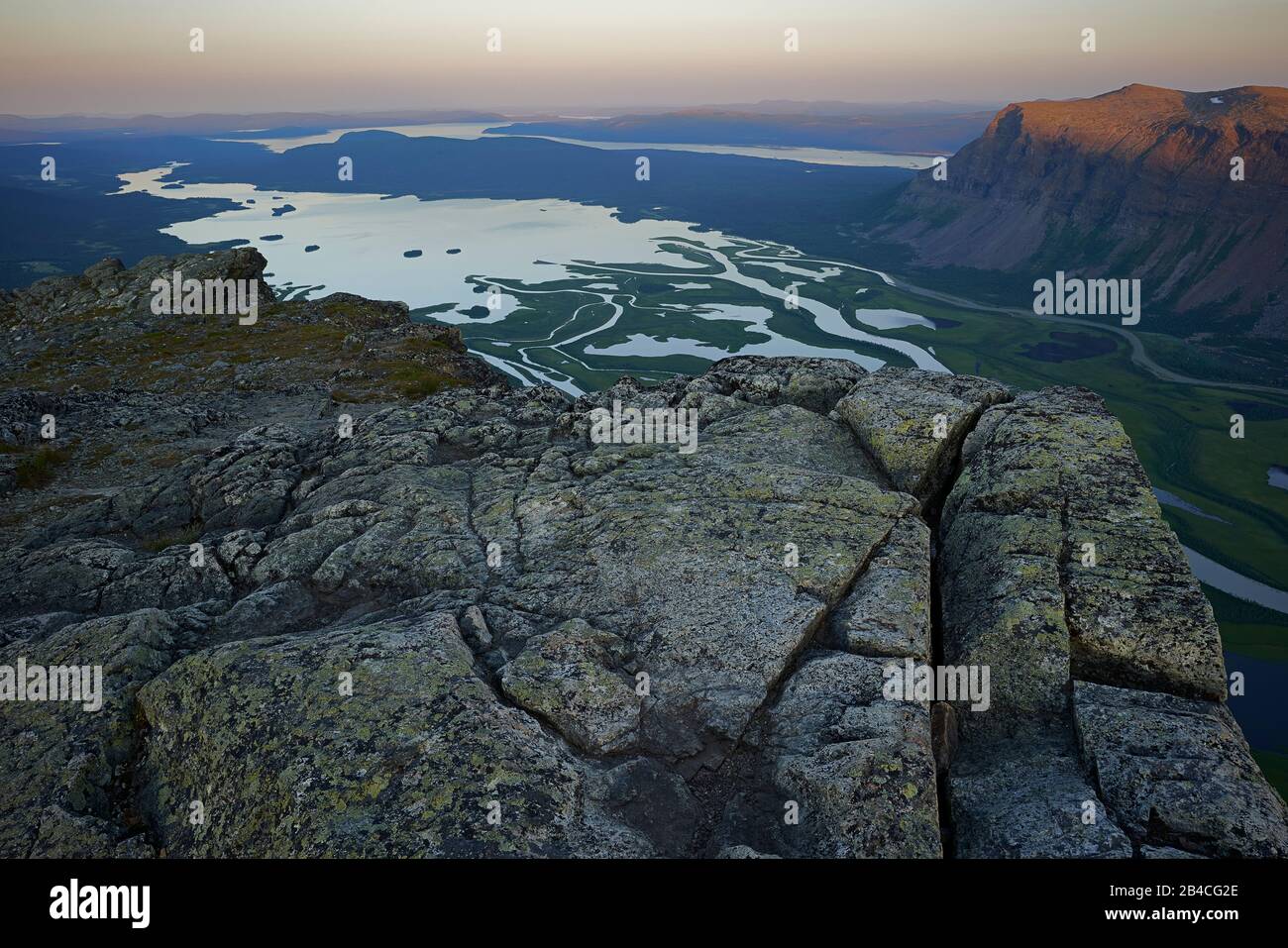 Sweden,Lapland, Lake Laidaure,River Rapaätno delta, Border to Sarek national park Stock Photo