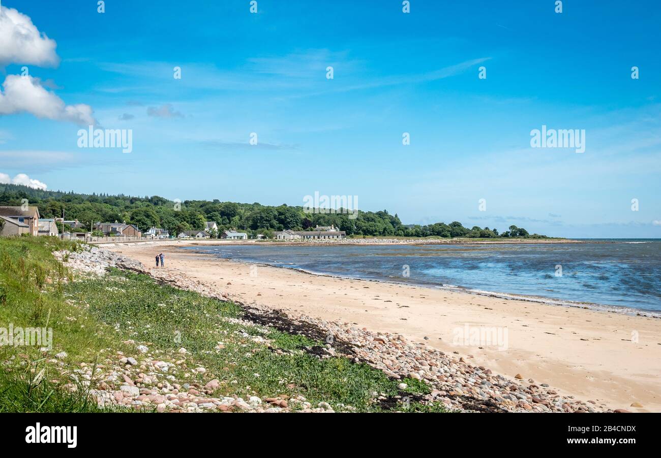 Golspie, Sutherland, Highland, Scotland. A summer view of the North Sea coastline and beaches of Golspie in the north east of the Scottish Highlands. Stock Photo