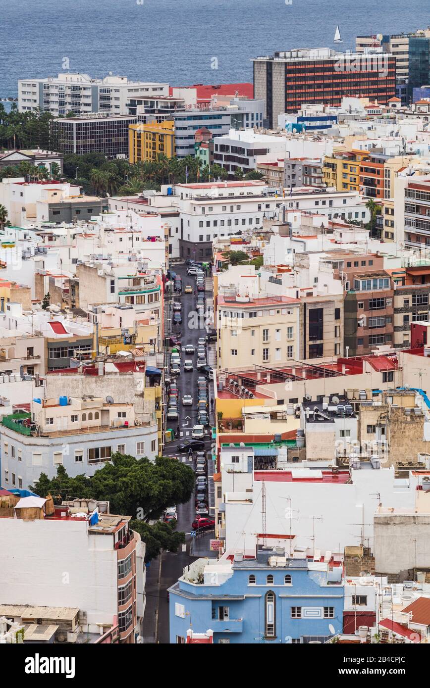 Spain, Canary Islands, Gran Canaria Island, Las Palmas de Gran Canaria,  high angle view of city Stock Photo - Alamy