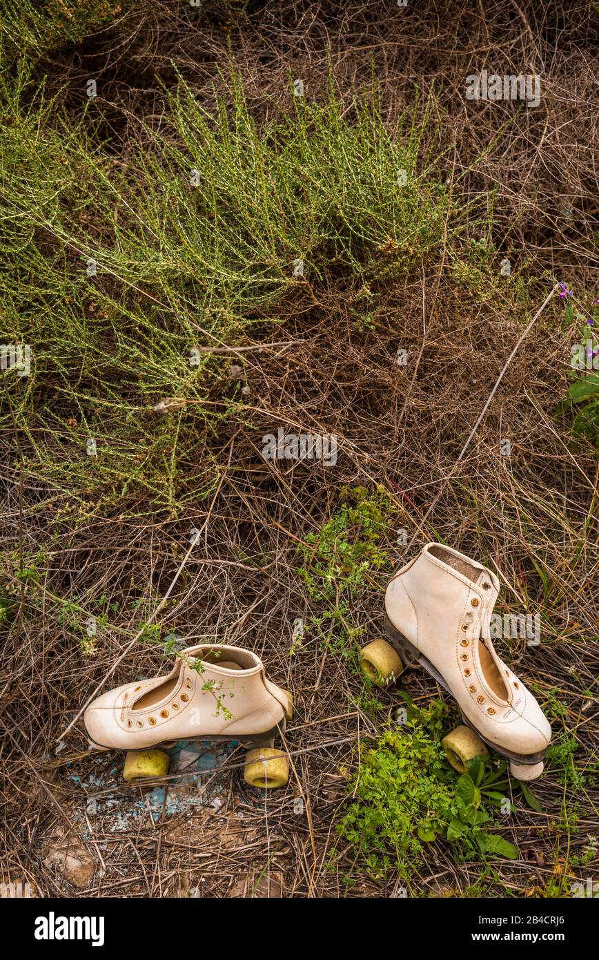 Spain, Canary Islands, Fuerteventura Island, Pajara, abandoned roller