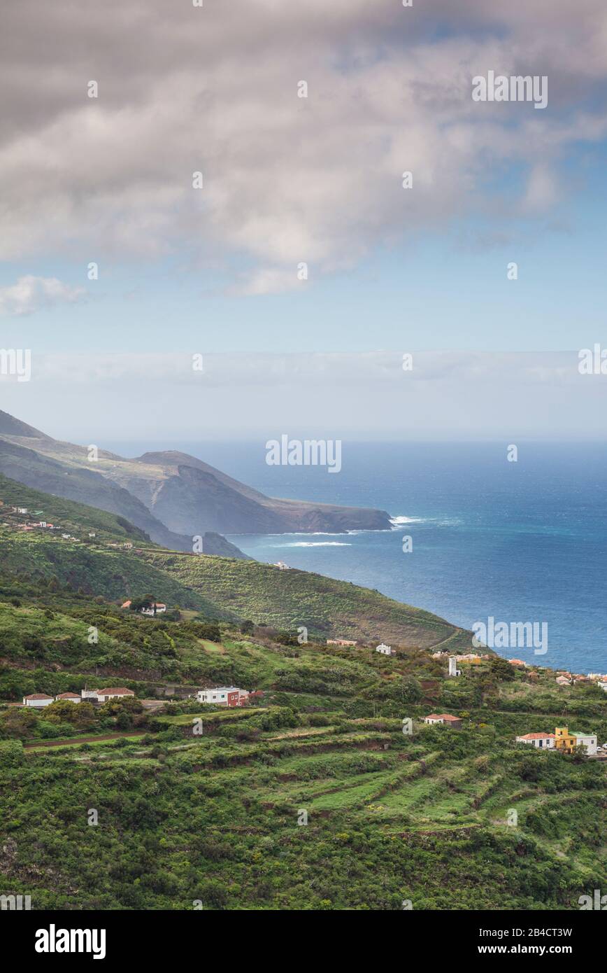 Spain, Canary Islands, La Palma Island, Gallegos, north coast elevated view Stock Photo