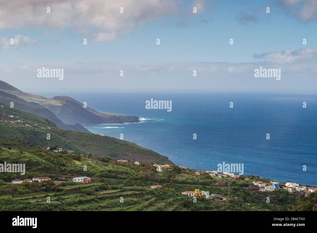 Spain, Canary Islands, La Palma Island, Gallegos, north coast elevated view Stock Photo