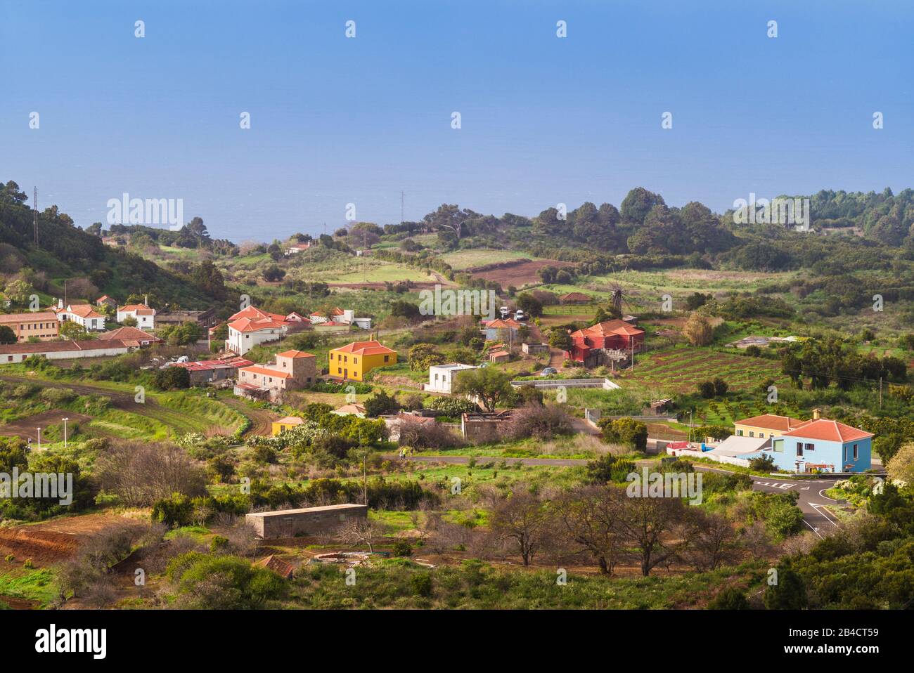 Spain, Canary Islands, La Palma Island, Llano Negro, elevated village view Stock Photo