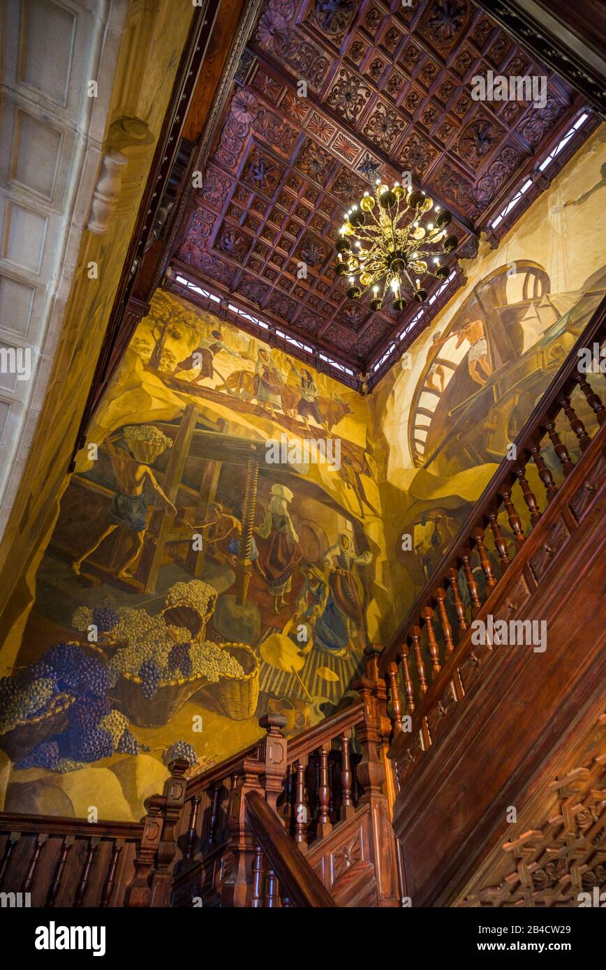 Spain, Canary Islands, La Palma Island, Santa Cruz de la Palma, Ayuntamiento, Town Hall, staircase Stock Photo